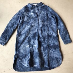 Long tie dyed button down tee